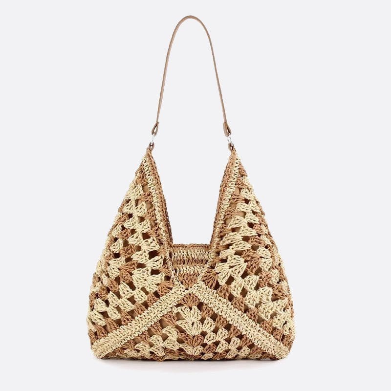 Sac d'Épaule en Paille Crocheté | Nina Sac Beige