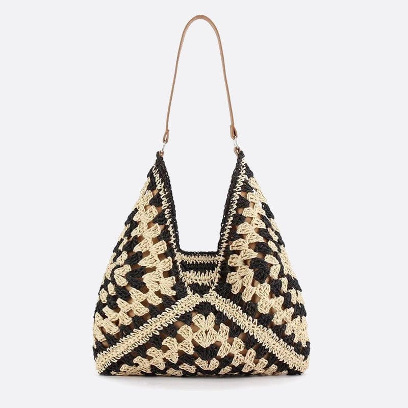 Sac d'Épaule en Paille Crocheté | Nina Sac Marron