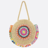 Sac d'Épaule en Paille Crocheté Rond | Nina Sac Beige