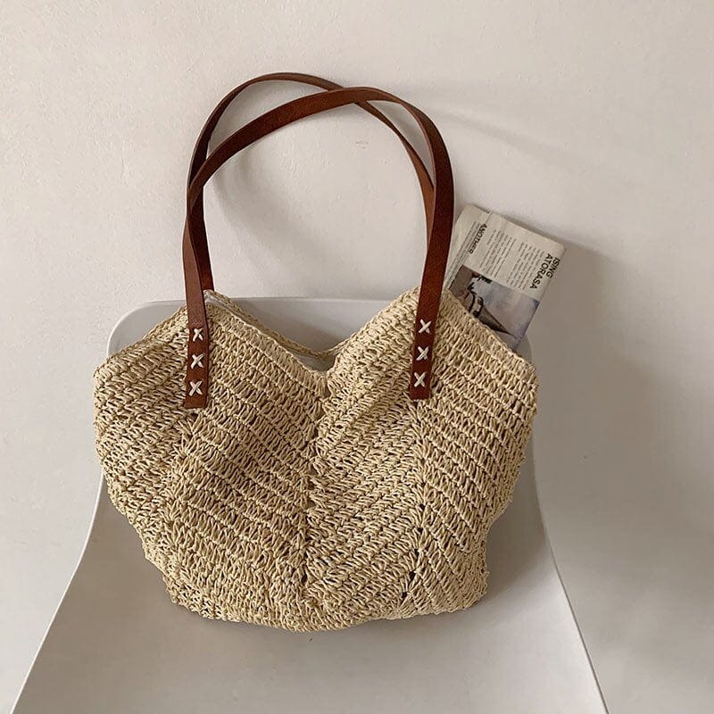 Sac d'Épaule en Paille Tendance | Nina Sac Beige