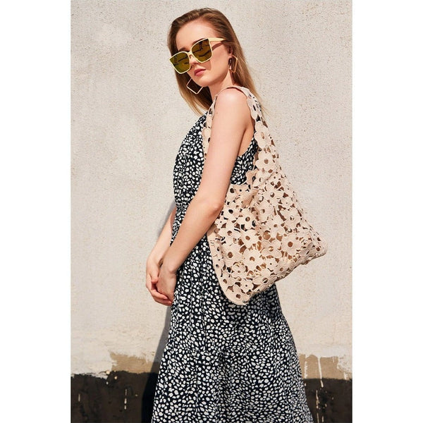 Sac d'Épaule Fleuri en Dentelle Crochetée | Nina Sac