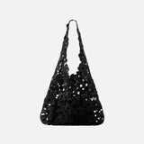 Sac d'Épaule Fleuri en Dentelle Crochetée | Nina Sac Noir