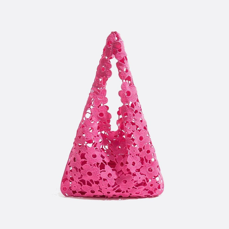 Sac d'Épaule Fleuri en Dentelle Crochetée | Nina Sac Rose