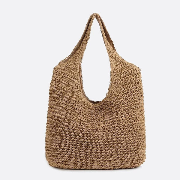 Sac d'Épaule Fourre-Tout en Paille Zip'N'Go | Nina Sac Marron clair