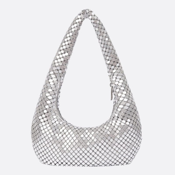 Sac d'épaule métallique pailleté | Nina Sac Argenté