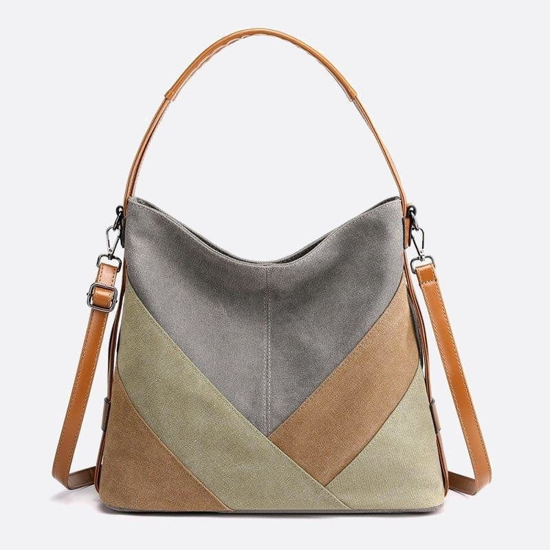 Sac d'Épaule Multicolore en Toile | Nina Sac Gris