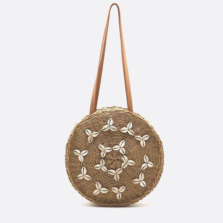 Sac d'Épaule Rond en Corde et Coquillage | Nina Sac Beige