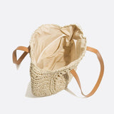 Sac d'Épaule Rond en Paille Crocheté | Nina Sac