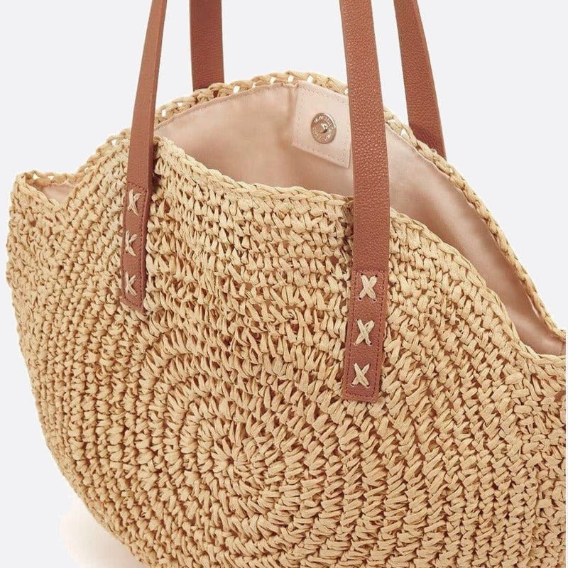 Sac d'Épaule Rond Paille Chic | Nina Sac