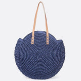 Sac d'Épaule Rond Paille Chic | Nina Sac Bleu