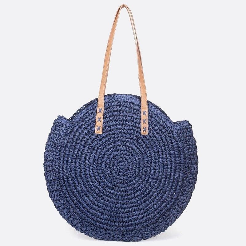 Sac d'Épaule Rond Paille Chic | Nina Sac Bleu