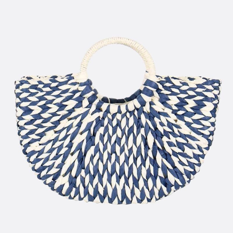 Sac de Paille Nautique en Bleu et Blanc | Nina Sac