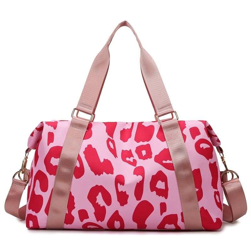 Sac de Voyage Femme Léopard en Nylon | Nina Sac Rose