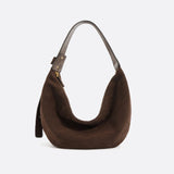 Sac demi-lune en daim - Urban chic | Nina Sac Marron