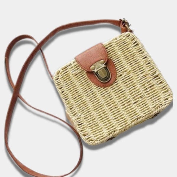 Sac en Paille carré | sac Maya Beige