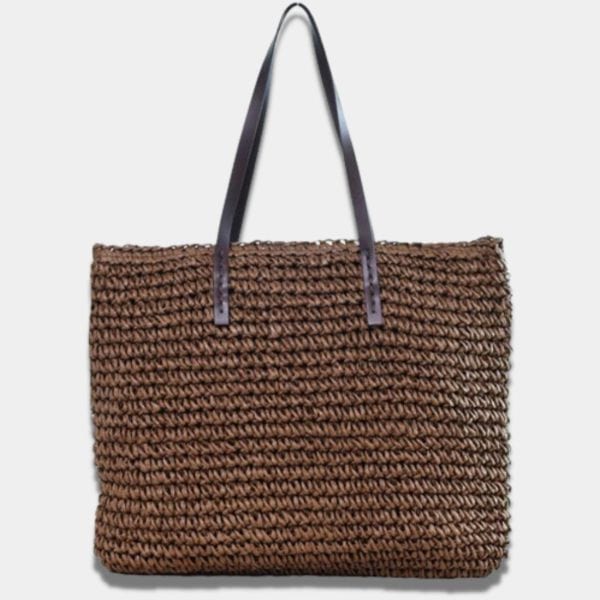 Sac en Paille Femme | Sac Coco Brun foncé