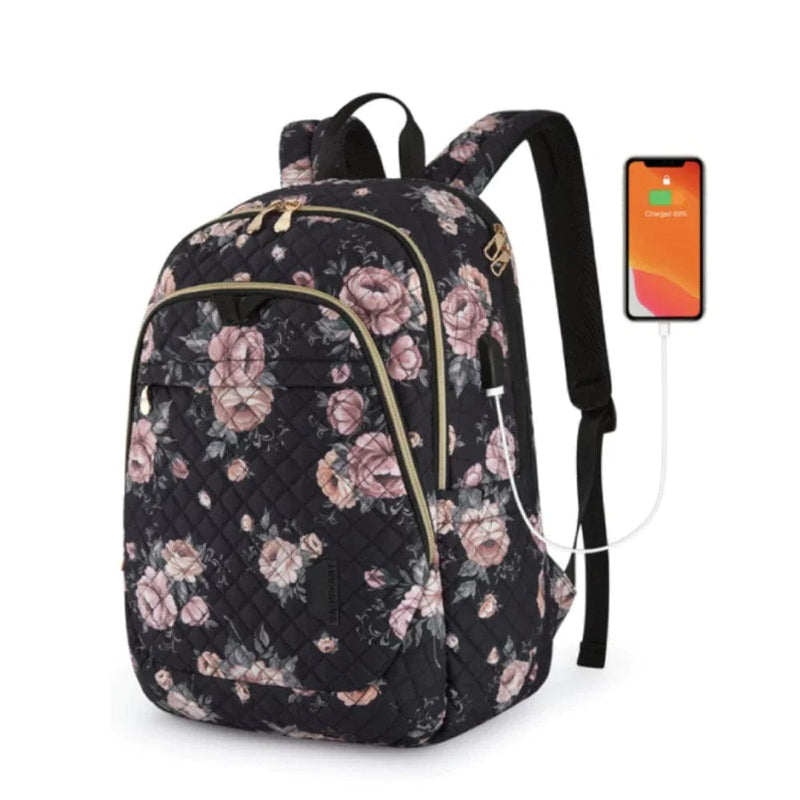 Sac Ordinateur Femme Deluxe avec Chargeur USB intégré. | Nina Sac Fleurs