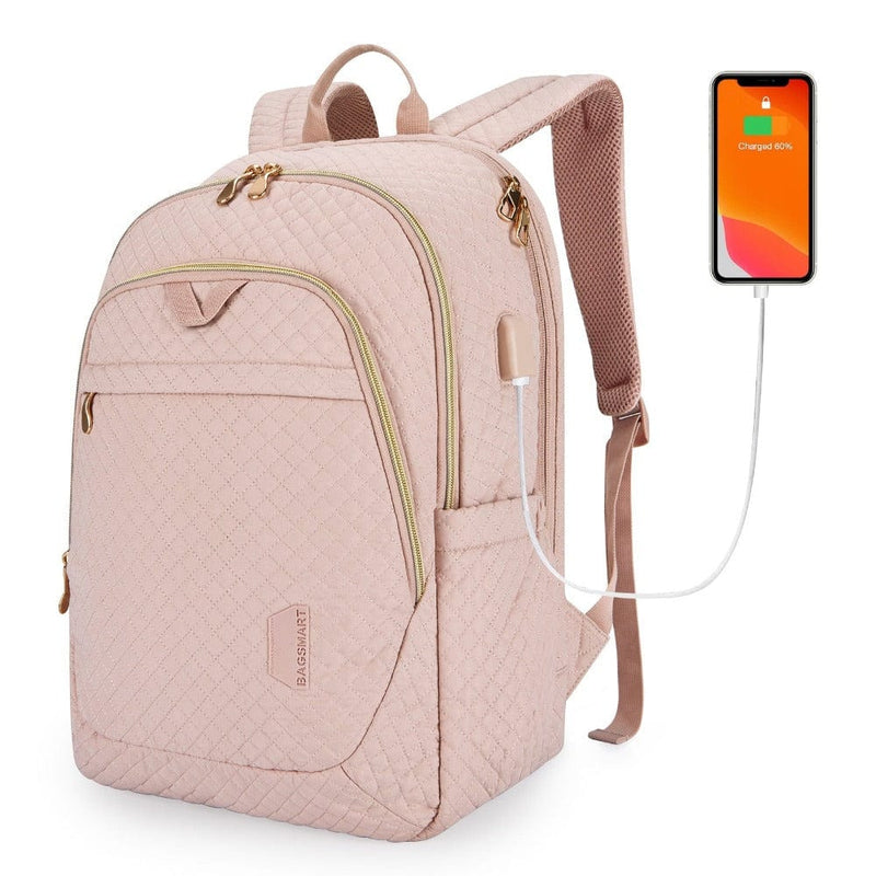 Sac Ordinateur Femme Deluxe avec Chargeur USB intégré. | Nina Sac Rose