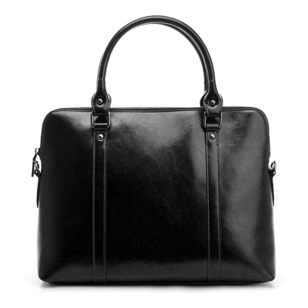 Sac Ordinateur Femme en Cuir Élégant avec Multipoches | Nina Sac Noir