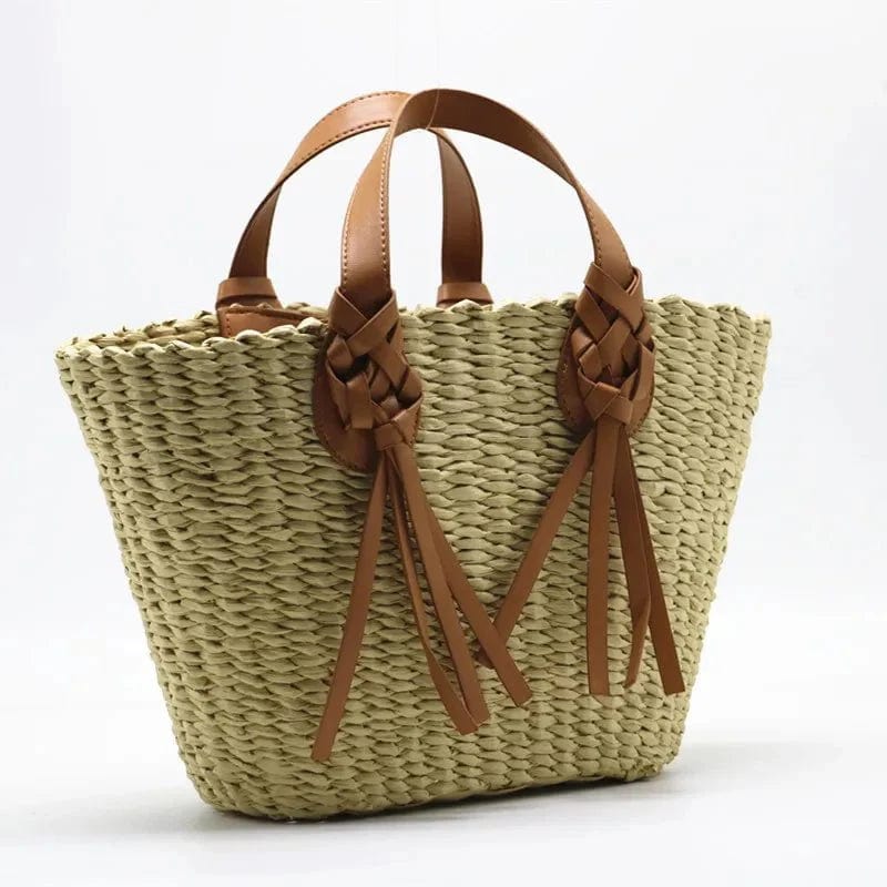 Sac Panier Paille & Cuir | Nina Sac