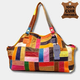 Sac patchwork en Cuir véritable | Sac Sophie