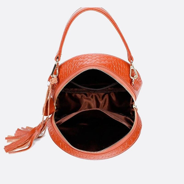 Sac Rond en Cuir Tressé | Nina Sac