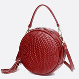 Sac Rond en Cuir Tressé | Nina Sac Rouge