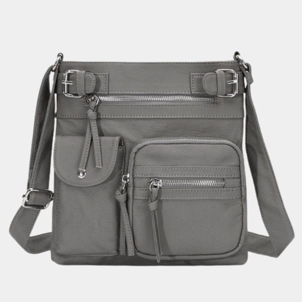 Sac Sacoche Femme Cuir PU | Sac Adeline Gris