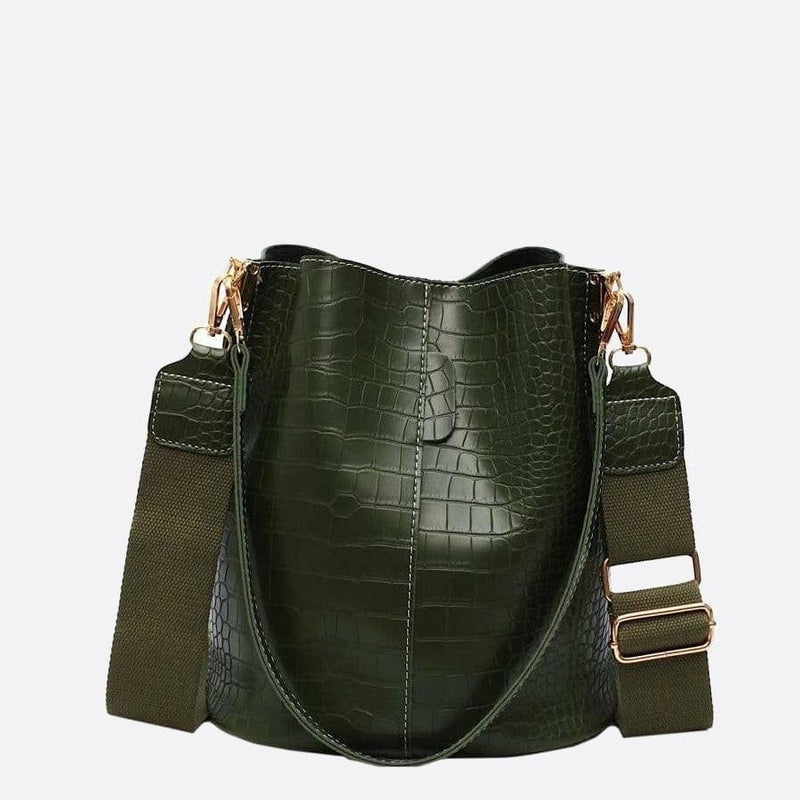 Sac Seau Croco Luxe | Nina Sac Vert foncé