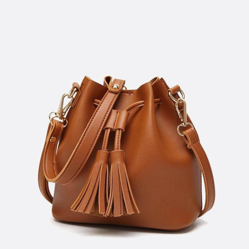 Sac seau en cuir camel | Nina Sac