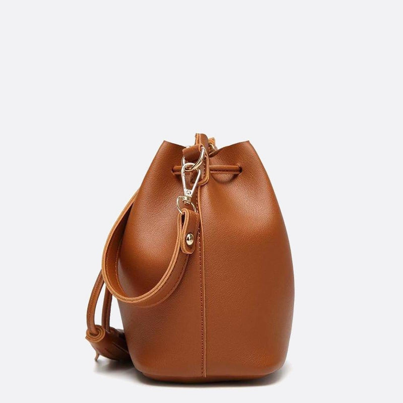 Sac seau en cuir camel | Nina Sac