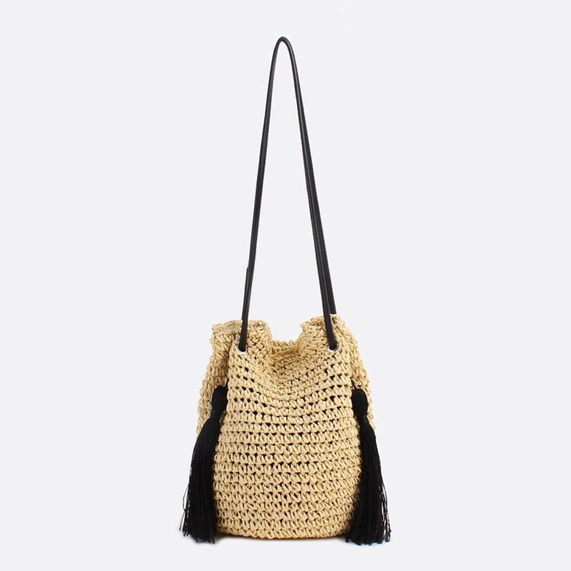 Sac Seau en Paille à Bandoulière | Nina Sac Beige