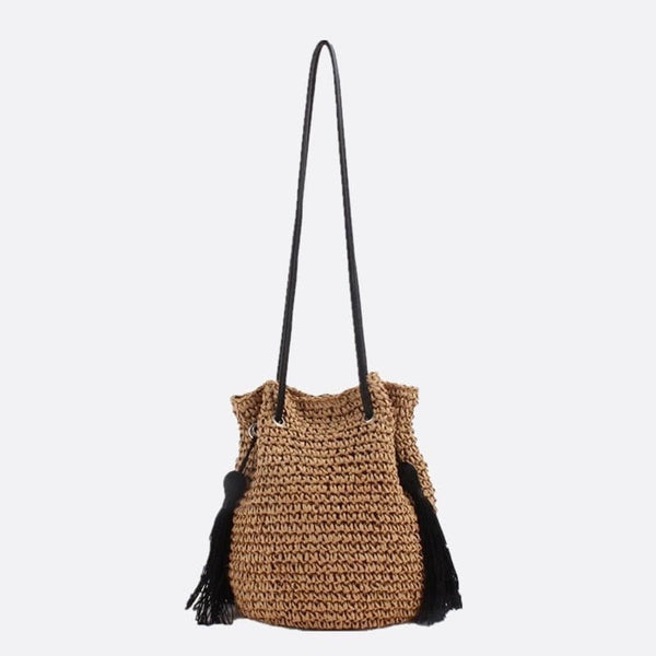 Sac Seau en Paille à Bandoulière | Nina Sac Marron