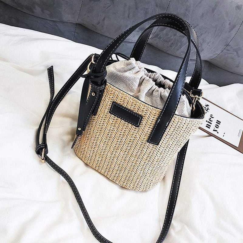 Sac Seau en Paille et Cuir | Nina Sac