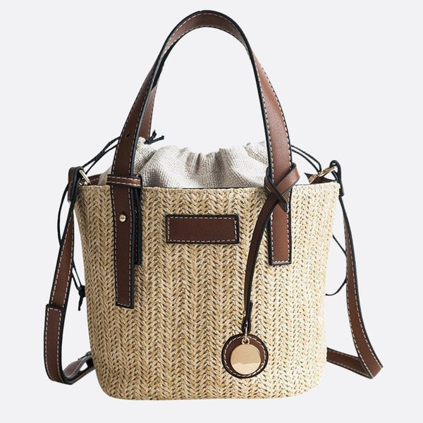 Sac Seau en Paille et Cuir | Nina Sac Marron