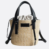 Sac Seau en Paille et Cuir | Nina Sac Noir