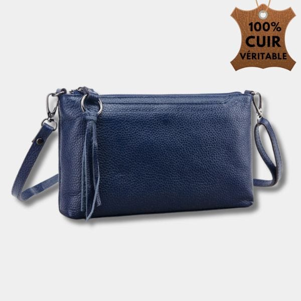 Sacoche Bandoulière Femme en Cuir Véritable | Sac Ambra Bleu