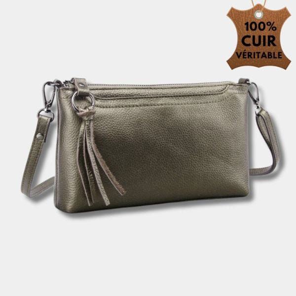 Sacoche Bandoulière Femme en Cuir Véritable | Sac Ambra Gris