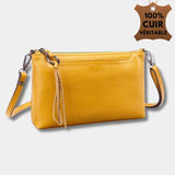 Sacoche Bandoulière Femme en Cuir Véritable | Sac Ambra Jaune