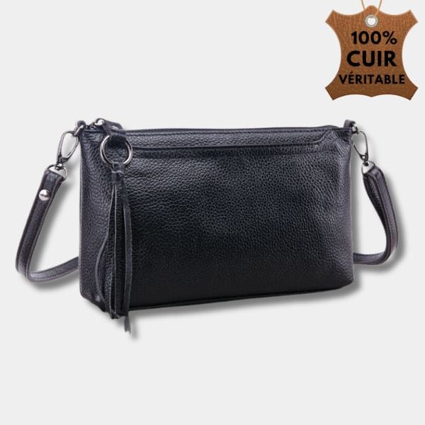 Sacoche Bandoulière Femme en Cuir Véritable | Sac Ambra Noir