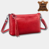 Sacoche Bandoulière Femme en Cuir Véritable | Sac Ambra Rouge