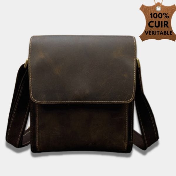 Sacoche Bandoulière Homme Cuir | Sac Nico Brun foncé