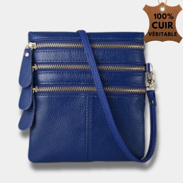 Sacoche en cuir pour femme |Sac Emilie Bleu