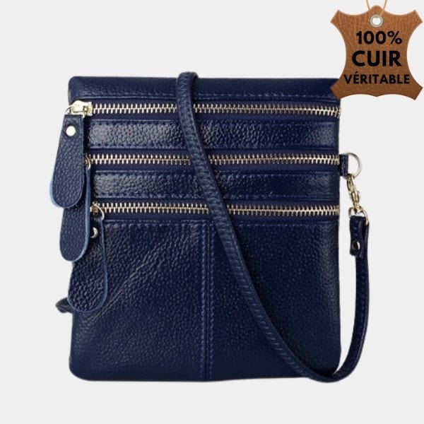 Sacoche en cuir pour femme |Sac Emilie Bleu marine