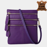 Sacoche en cuir pour femme |Sac Emilie Mauve