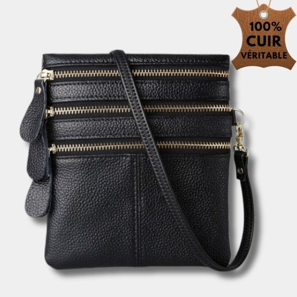 Sacoche en cuir pour femme |Sac Emilie Noir