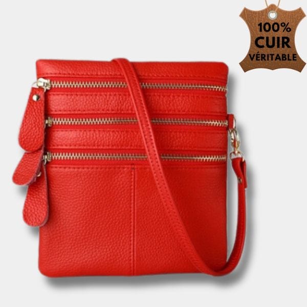 Sacoche en cuir pour femme |Sac Emilie Rouge