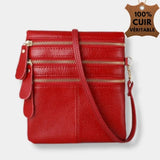 Sacoche en cuir pour femme |Sac Emilie Rouge foncé