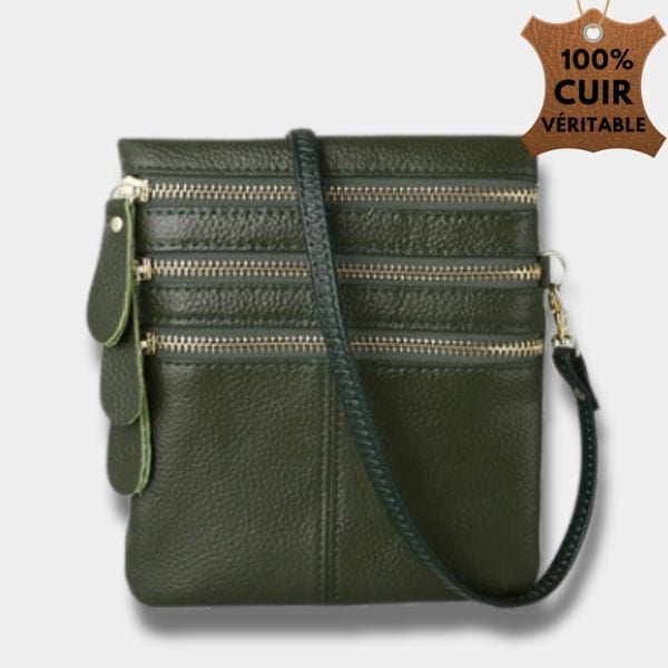 Sacoche en cuir pour femme |Sac Emilie Vert