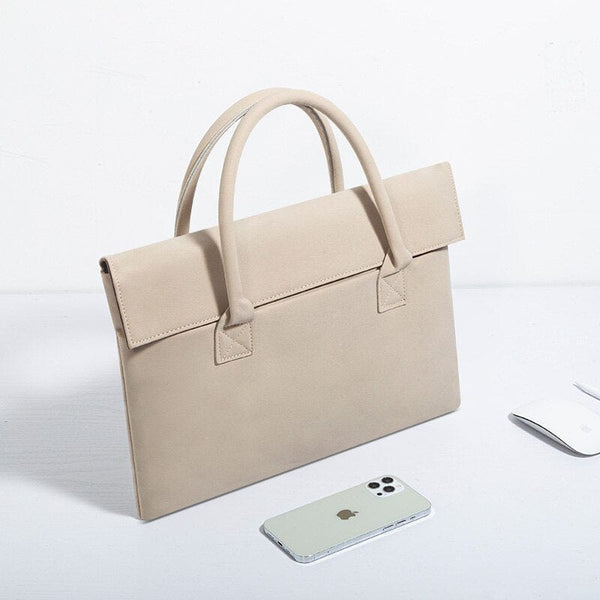 Sacoche Luxe en Forme d'Enveloppe pour Ordinateur Femme | Nina Sac Beige / 12 pouces